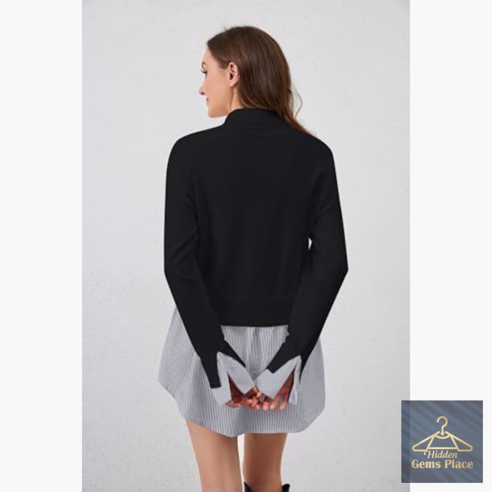 Patchwork Turtleneck Sweater With Asymmetrical He… - image 5